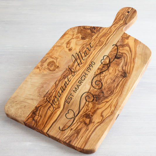 Large chopping and serving board olive wood with engraving
