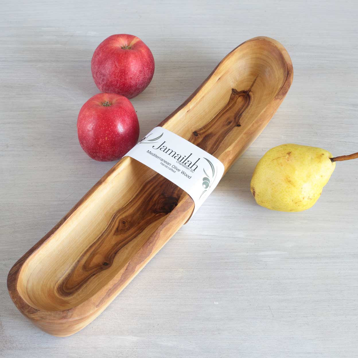 CAMARQUE Long Bowl OLIVE WOOD HANDCRAFTED - Jamailah
