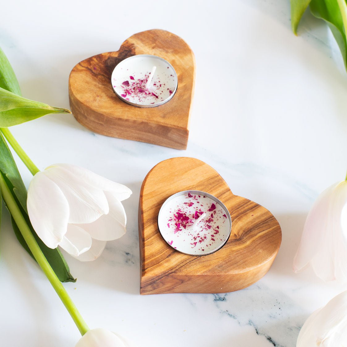 KELIBIA Candle Holder OLIVE WOOD HANDCRAFTED - Jamailah