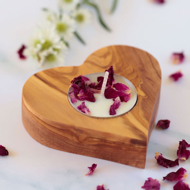 KELIBIA Candle Holder OLIVE WOOD HANDCRAFTED - Jamailah