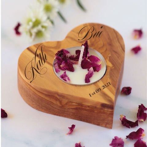 KELIBIA Candle Holder OLIVE WOOD HANDCRAFTED - Jamailah