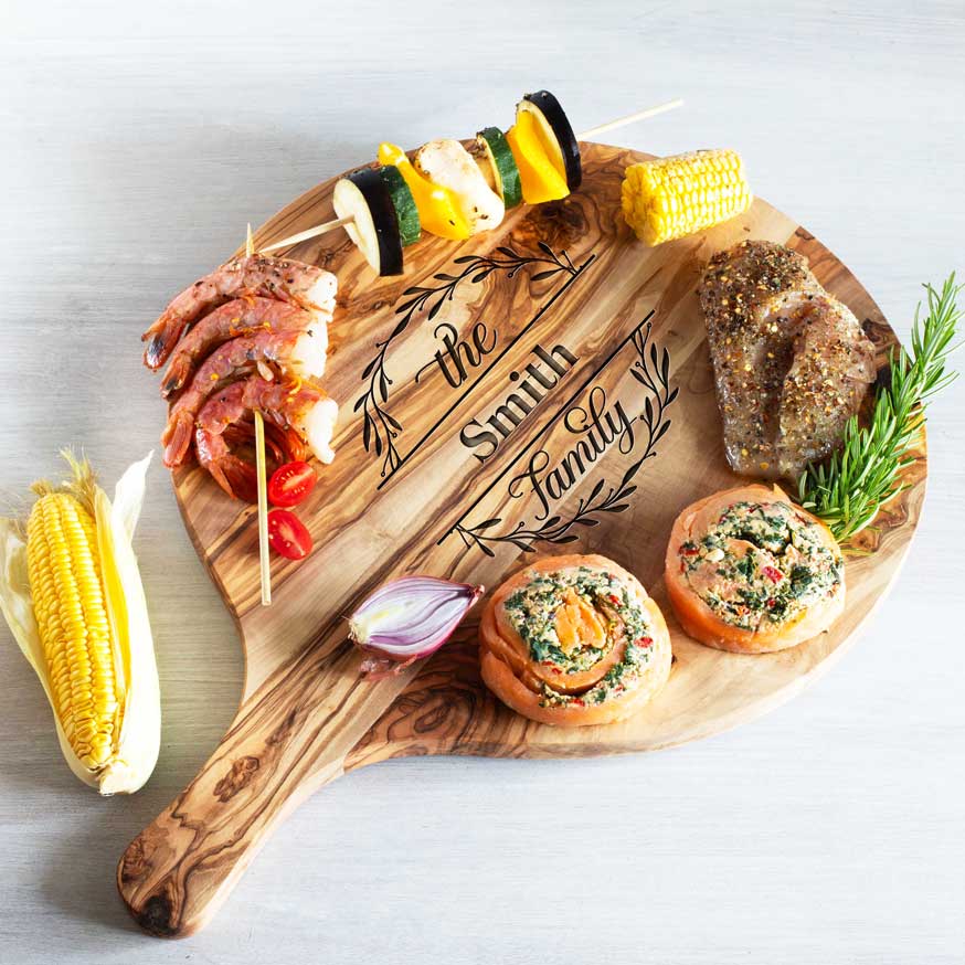 MALAGA Serving Board OLIVE WOOD HANDCRAFTED FREE ENGRAVING - Jamailah