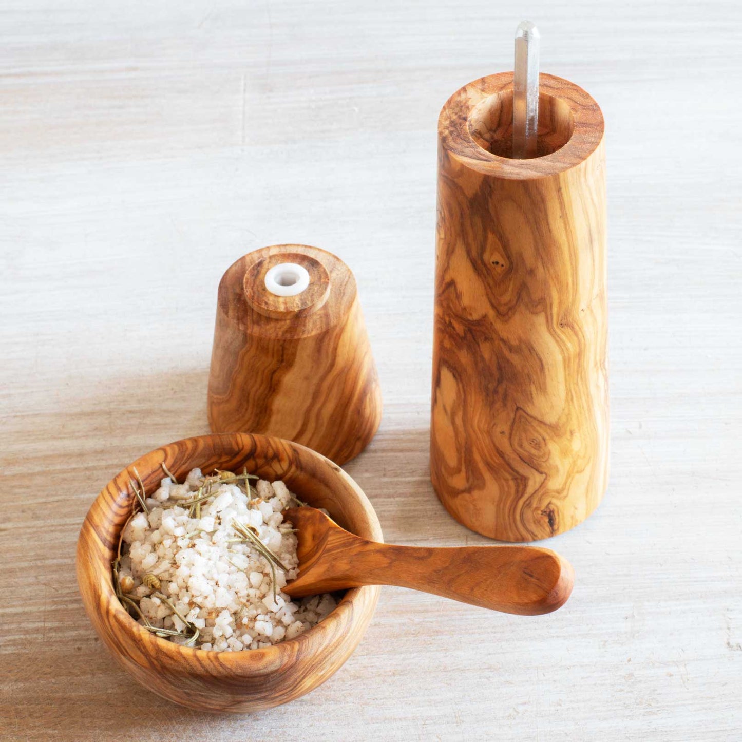 MARSEILLES Pepper and Salt Mill Large OLIVE WOOD HANDCRAFTED - Jamailah