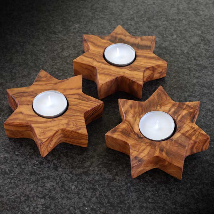 STELLA Star candle holder from Olive Wood Handcrafted - Jamailah