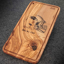 Olive Wood board with football engraving