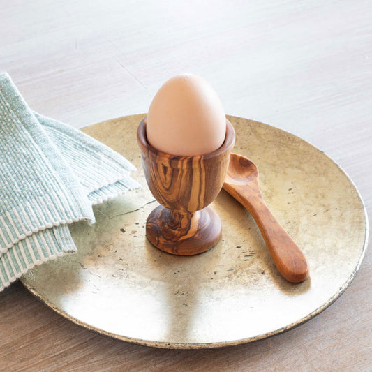 Egg holder handcrafted from olive wood