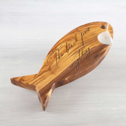 CAPRI Fish-shaped Board OLIVE WOOD HANDCRAFTED FREE ENGRAVING