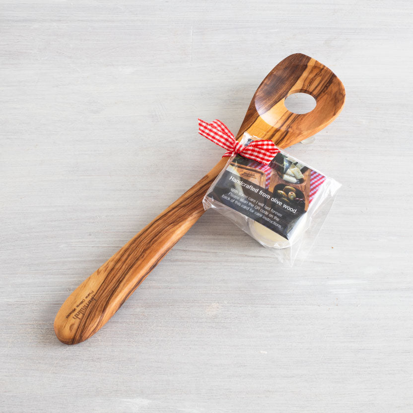 pasta cooking spoon made from olive wood