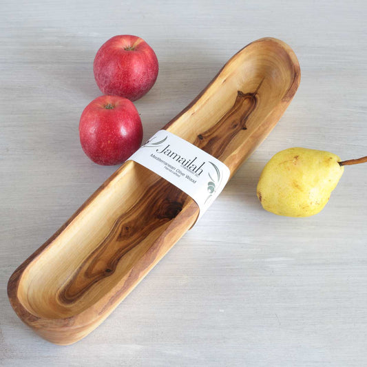 CAMARQUE Long Bowl OLIVE WOOD HANDCRAFTED - Jamailah