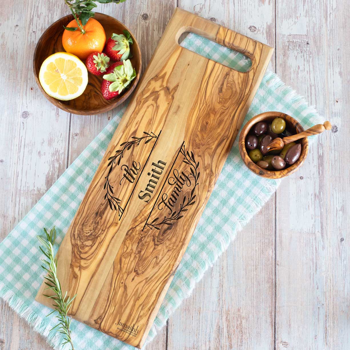 PROVENCE Serving Board OLIVE WOOD HANDCRAFTED FREE ENGRAVING - Jamailah