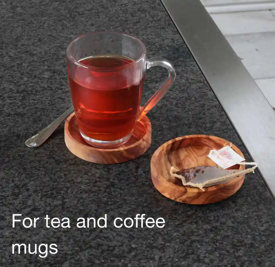 Tea mug coaster made from olive wood