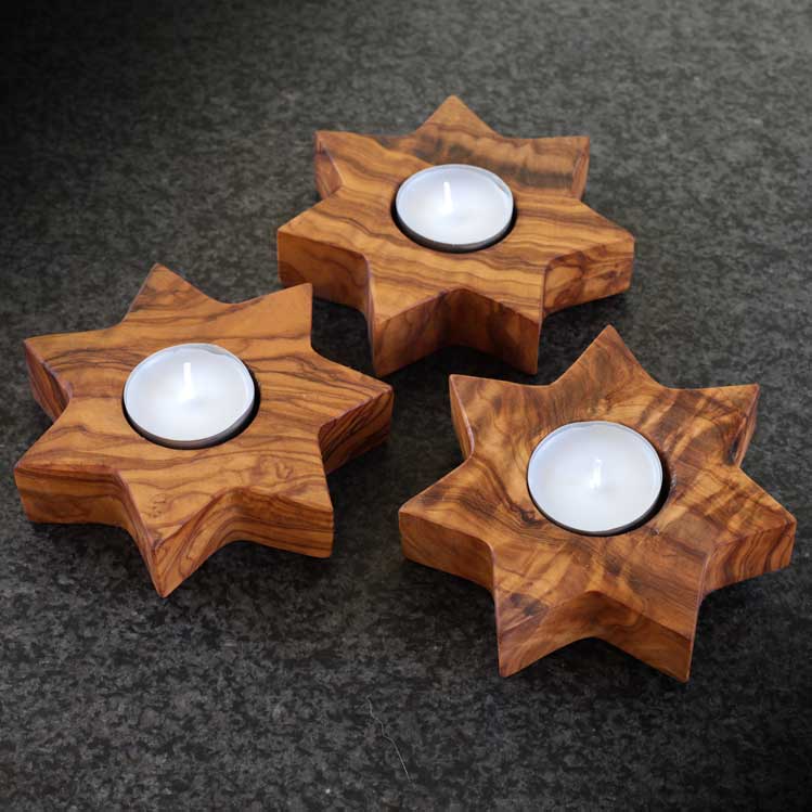 Star candle holder from Olive Wood Handcrafted